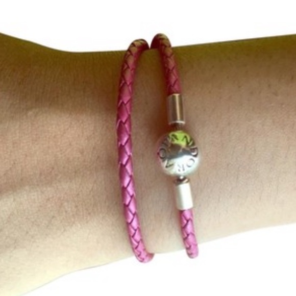 PANDORA Pink leather and Crystal pave ball charm set - Picture 2 of 10